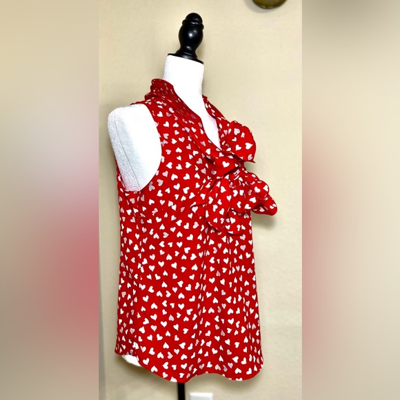 Blouse Red and White Love Hearts Valentines festive top - Picture 1 of 16